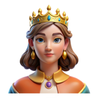 exquisite harmonious modern Portrait of a regal queen with a crown of jewels and a commanding presence. Royal portrait lighting. Classical art style high quality png