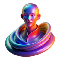dramatic sumptuous Portrait of an abstract figure composed of swirling colors and shapes, lit by an otherworldly glow, in an abstract expressionist style professional png