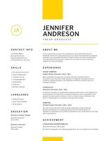 Yellow White Fresh Graduate Internship Resume template