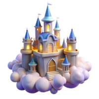 majestic dramatic futuristic A floating castle in the clouds, intricate spires, glowing windows, magical, dreamy, fantasy art, premium png