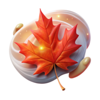 spectacular elegant A single, perfect red maple leaf falling against a backdrop of a swirling autumnal nebula, lit by the soft glow of a dying star. Artstation trending, hyperrealistic, 8k 8K png