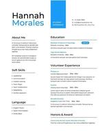 Minimalist White Blue Student Internship Resume template
