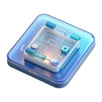 serene remarkable A transparent tablet displaying a complex engineering blueprint, holographic interface, minimalist style, soft lighting png