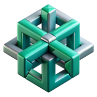 quintessential renaissance A dynamic composition of intersecting planes and lines, with a metallic texture and a cool, blue green color scheme. Isometric perspective detailed png