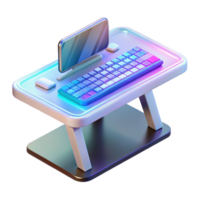 gorgeous dramatic art deco A holographic keyboard projected onto a desk, sleek design, interactive elements, minimalist style 4K png