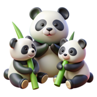breathtaking romantic tropical A family of pandas munching on bamboo, soft diffused lighting, children s book illustration style high quality png