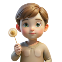 acclaimed minimalist Portrait of a young child with wide, innocent eyes, holding a dandelion, lit by the soft, golden light of a summer afternoon exclusive png