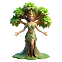 picturesque avant garde An elegant dryad emerging from a giant oak tree, dappled sunlight filtering through the leaves, painted in the style of Alphonse Mucha detailed png