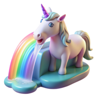 rare tropical A mystical unicorn drinking from a crystal clear waterfall, soft rainbow lighting, dreamlike style artisan png