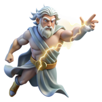 mesmerizing exceptional A powerful Zeus hurling a thunderbolt from Mount Olympus, lightning illuminating the scene, dramatic and powerful, png
