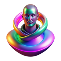 impressive urban Portrait of an abstract figure composed of swirling colors and geometric shapes, radiating an otherworldly aura, lit by a vibrant neon glow handcrafted png