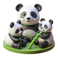 elegant memorable A family of pandas munching on bamboo, soft diffused lighting, children s book illustration style png