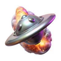 coveted retro A sleek, silver spaceship drifting through a nebula, vibrant cosmic dust swirling around it, illuminated by the distant glow of a supernova, art nouveau style high resolution png