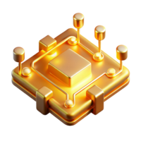 reflective pristine A single, glowing circuit board, intricate pathways, warm, golden lighting, photorealistic style studio quality png