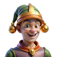 striking notable Portrait of a mischievous jester with bells on his hat, dim candlelight, medieval style png