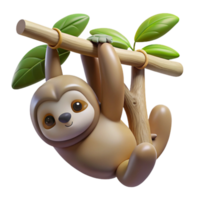energetic vibrant A sloth hanging upside down from a tree branch, rainforest setting, soft diffused light expertly shot png
