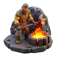 remarkable industrial A stoic Cyclops forging a weapon in a volcanic cave, lit by the glow of lava, realistic style crisp png