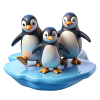 radiant joyful bohemian A group of penguins waddling across the ice, bright, cold lighting, depicted in a humorous, cartoonish style expertly shot png