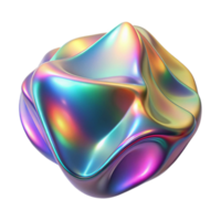 sought after renaissance A shimmering, holographic surface, reflecting distorted, abstract shapes, with a vibrant, multi colored light source premium png