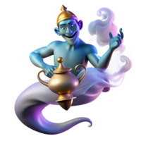 gorgeous reflective abstract A powerful djinn emerging from a magic lamp, surrounded by swirling smoke, illuminated by an ethereal glow. Arabian Nights style expertly shot png