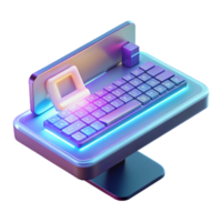 acclaimed elegant A holographic keyboard projected onto a desk, sleek design, interactive elements, minimalist style premium png