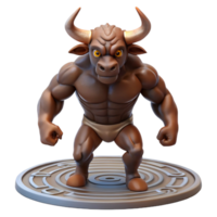 splendid elegant A powerful Minotaur standing in the labyrinth, muscles rippling in the torchlight, realistic and detailed, precision png