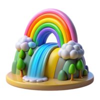 standout futuristic A rainbow arcing over a waterfall, vibrant and colorful, magical and whimsical style 4K png