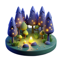 splendid dramatic traditional A group of fireflies illuminating a dark forest at night, rendered in a magical, dreamlike style gallery standard png