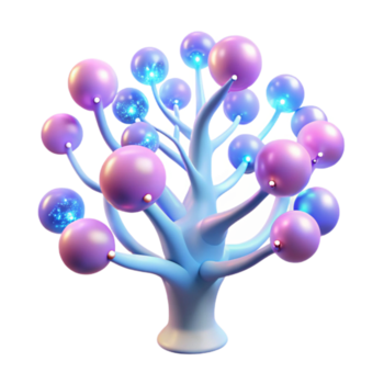 ethereal beautiful A bioluminescent tree with data flowing through its branches, soft glow, ethereal style expertly shot png