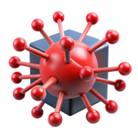 playful captivating A stylized representation of a virus attacking a computer network, glowing red lines and nodes spreading across a dark background, in an abstract, cybersecurity style flawless png
