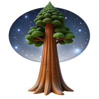 distinguished bohemian A colossal sequoia tree reaching towards a starry night sky, moonlight illuminating the bark, fantasy art style genuine png