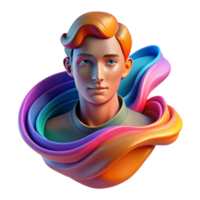 bold serene An abstract portrait composed of flowing lines and vibrant colors, with a dynamic composition and a blurred effect precision png