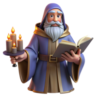 distinguished organic A wise old wizard casting a spell from a dusty spellbook, candlelight, Renaissance style authentic png