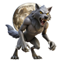 tranquil stunning A fearsome werewolf howling at the moon, dark and atmospheric forest, horror movie style exclusive png