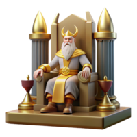 romantic wonderful A wise Odin sitting on his throne, grand hall with golden light, Norse Mythology style masterfully captured png