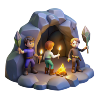 rare baroque A group of adventurers exploring a hidden cave, torchlight, mysterious and adventurous, digital painting studio quality png