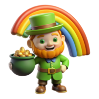 immaculate geometric A mischievous leprechaun guarding a pot of gold at the end of a rainbow, whimsical, cartoon style studio quality png