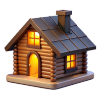 majestic distinctive A cozy log cabin in a snowy forest, warm interior lighting visible through the windows, rustic style png