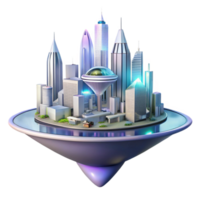 distinctive geometric A futuristic floating city, sleek white and silver architecture, glowing neon lines, holographic billboards, cyberpunk aesthetic, viewed from below refined png