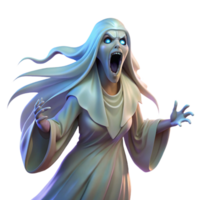 mesmerizing peaceful retro A spectral banshee wailing in the wind, ethereal glow, moonlight, dark fantasy style high quality png