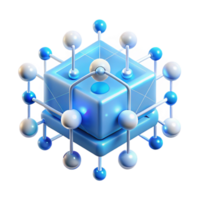 harmonious spectacular A quantum computer processing complex algorithms, represented by glowing lines and nodes, bathed in soft blue light, in an abstract, minimalist style sharp png
