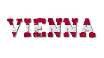 Vienna Text with Austria Flag Waving Inside. Seamless Loop Animation on Transparent Background. video