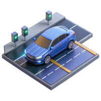 mesmerizing organic A self driving car navigating a busy intersection, sensor data visualized as glowing lines, in a futuristic, automotive style 8K png
