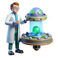 quintessential bohemian A scientist examining a strange, pulsating alien artifact in a high tech laboratory. Retrofuturism style. Cool lighting luxury png