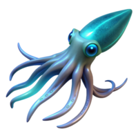 dramatic organic A giant squid swimming in the deep ocean, bioluminescent glow, dark and mysterious gallery standard png