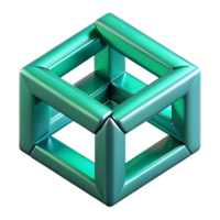 picturesque notable A dynamic composition of intersecting planes and lines, with a metallic texture and a cool, blue green color scheme. Isometric perspective png
