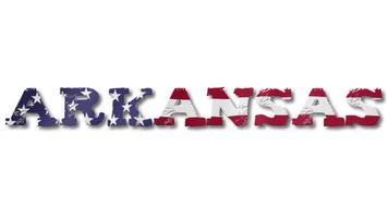 Arkansas Text with USA Flag Waving Inside. Seamless Loop Animation on Transparent Background. video