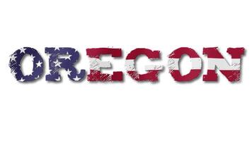 Oregon Text with USA Flag Waving Inside. Seamless Loop Animation on Transparent Background. video