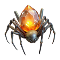 romantic extraordinary A crystalline spider, with legs made of shimmering quartz and a body of glowing amber, spins a web of starlight in the void of space. Surreal style, ethereal lighting authentic png