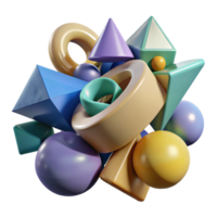picturesque timeless A chaotic jumble of geometric shapes, casting long, distorted shadows png